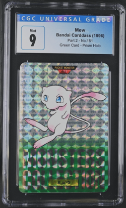 1996 POKEMON BANDAI CARDDASS PART 2 GREEN CARD - PRISM HOLO #151 MEW CGC 9 - Image 1