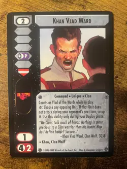 Battletech CCG TCG Card Game Rare Crusade Expansion Khan Vlad Ward - Image 1