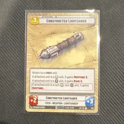 Constructed Lightsaber Upgrade Star Wars Unlimited LOF Card 525 +2/+3 Cost 3 - Image 1