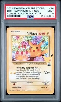 Birthday Pikachu Holo 24 Celebrations Classic Collection Pokemon PSA 9 *804 - Image 1