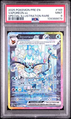 Vaporeon EX 149/108 Special Illustration Rare Pokemon PSA 9 - Image 1