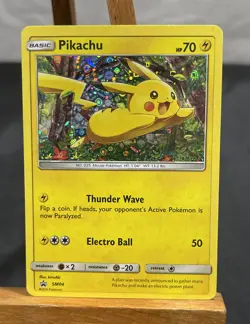 Pokemon Sun & Moon PIKACHU Sequin Holo Rare Promo SM04 General Mills Black Star - Image 1
