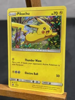 Pokemon Sun & Moon PIKACHU Sequin Holo Rare Promo SM04 General Mills Black Star - Image 2