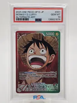 2025 One Piece JP OP13 Monkey D Luffy Leader Alternate Art PSA 10 - Image 1