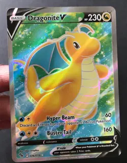 Dragonite V 076/078 Pokemon GO SWSH ULTRA RARE FULL ART Pokemon Card Near Mint - Image 4