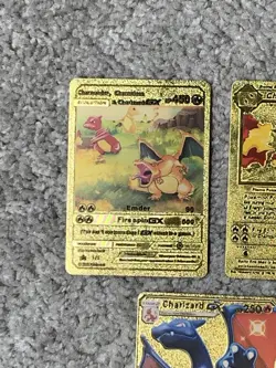 Set of 5 Charizard Gold Foil Fan Art Display Cards NM! - Image 2