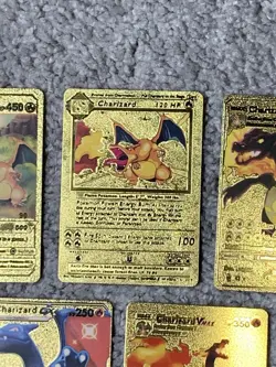 Set of 5 Charizard Gold Foil Fan Art Display Cards NM! - Image 3