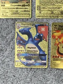 Set of 5 Charizard Gold Foil Fan Art Display Cards NM! - Image 5