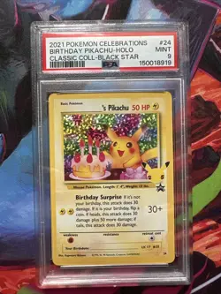 PSA 9 BIRTHDAY PIKACHU 24 CELEBRATIONS CLASSIC COLLECTION POKEMON GEM MINT BM - Image 1