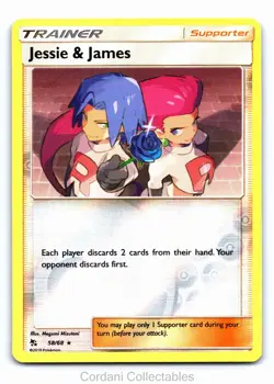 Jessie & James 58/68 - Hidden Fates - Reverse Holo Pokemon Card - Near Mint - Image 1