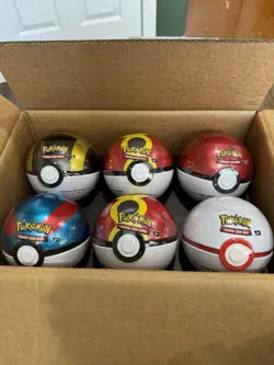 6 x Pokemon TCG Pokeball Tins - 18 Booster Packs Factory Sealed Costco Confirmed - Image 1