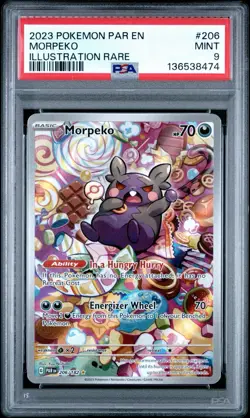 2023 POKEMON PAR EN-PARADOX RIFT ILLUSTRATION RARE #206 MORPEKO PSA 9 - Image 1