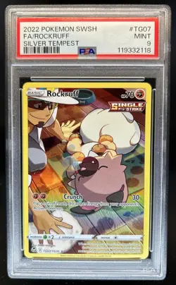 2022 Pokemon SWSH Silver Tempest Rockruff Trainer Gallery Holo #TG07/TG30 PSA 9 - Image 1