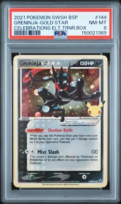 2021 POKEMON SWSH BLACK STAR PROMO #144 GRENINJA-GOLD STAR PSA 8 - Image 1