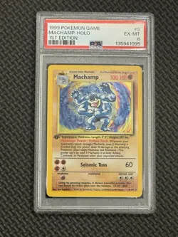 1999 Pokemon Game Holo Rare Machamp First Edition 8/102 PSA 6 - Image 1