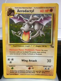 1999 Vintage Wizards Pokemon Fossil Set Aerodactyl 1/62 Holo Rare Used - Image 2