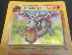 1999 Vintage Wizards Pokemon Fossil Set Aerodactyl 1/62 Holo Rare Used - Image 3