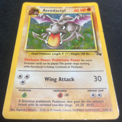 1999 Vintage Wizards Pokemon Fossil Set Aerodactyl 1/62 Holo Rare Used - Image 5