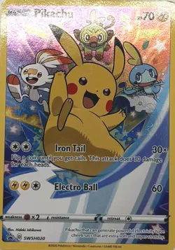 Pokemon Pikachu SWSH020 Promo Holo Basic Card SWSH Sword & Shield 70HP - Image 1