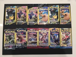 Pokemon Sun and Moon XY 3 Card Mini Booster Packs Lot of 12 - Image 1