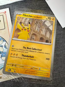 Pokemon Natural History Museum Pikachu at the Museum Promo Card, Plush & Ecology - Image 2