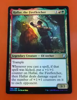 1x Hallar, the Firefletcher (LP) | FOIL Prerelease | Dominaria | MTG Magic Cards - Image 1