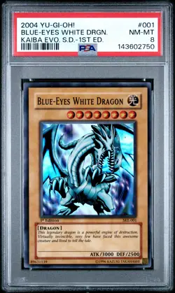 2004 YU-GI-OH! KAIBA EVOLUTION STARTER DECK 1ST ED BLUE-EYES WHITE DRAGON PSA 8 - Image 1