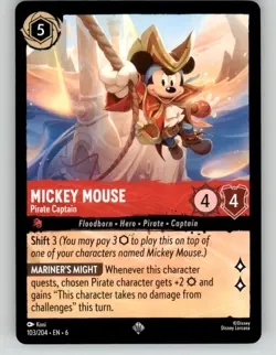 Disney Lorcana Azurite Sea Mickey Mouse Pirate Captain 103 NM/NP - Image 1