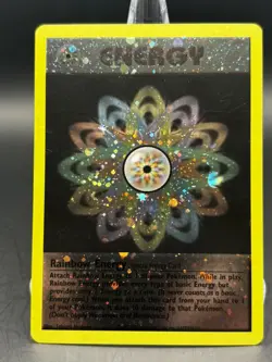 Rainbow Energy - WOTC League Promo Pokemon - Holo Swirl! Card Vintage - Image 1