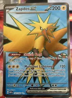 Pokemon TCG Zapdos EX Full Art Ultra Rare Holo Card 192/165 Scarlet & Violet 151 - Image 1