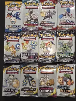 Pokemon Sun & Moon Lot Of 12 3 Card SAMPLING PACKS SEALED/NEW - Image 1