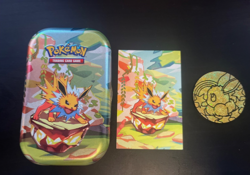 EMPTY Jolteon Prismatic Evolutions Mini Tin Insert Card & Coin - Image 1