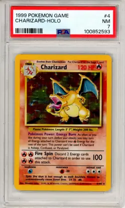 PSA NM7 Pokemon Trading Card Game Charizard 004/102 Base Set Holo Rare (1999) - Image 1