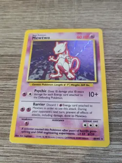 1999 Pokemon Mewtwo 10/102 Base Set Holo Rare Vintage WOTC Card - Image 1