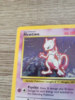 1999 Pokemon Mewtwo 10/102 Base Set Holo Rare Vintage WOTC Card - Image 3