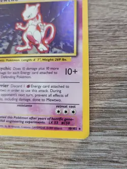 1999 Pokemon Mewtwo 10/102 Base Set Holo Rare Vintage WOTC Card - Image 5