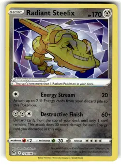 Pokemon TCG Lost Origin #124/196 Radiant Steelix LP - Image 1
