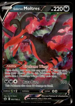 Pokemon TCG SWSH06: Chilling Reign #097/198 Galarian Moltres V Holo NM - Image 1