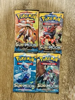 (Lot of 4) Pokemon TCG: Sun And Moon Base Booster Pack Factory Sealed - Image 1