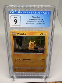 Pokemon Pikachu 027/078 Pokemon GO Cosmos Holo Tin Promo 2022 CGC MINT 9 - Image 1