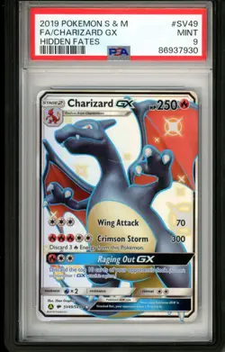 PSA MINT 9 Pokemon TCG Charizard GX SV49/SV94 Hidden Fates: Shiny Vault Holo - Image 1