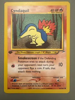Pokemon TCG Cyndaquil Neo Destiny 61/105 1st Edition - MINT CONDITION - Image 1