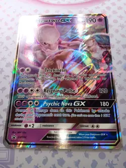 Pokemon TCG JUMBO Mewtwo Gx Black Star Promo SM196 2019 LP/NM Detective Pikachu - Image 1