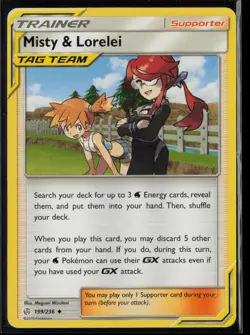 Misty & Lorelei 199/236 Pokemon Cosmic Eclipse Uncommon Lightly Played - Image 1