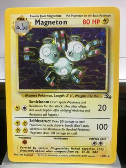 1999 Vintage Wizards Pokemon Fossil Set Magneton 11/62 Holo Rare Used - Image 2