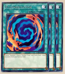 Yugioh! 3x Polymerization JUSH-EN014 Rare 1st Ed NM - Image 1