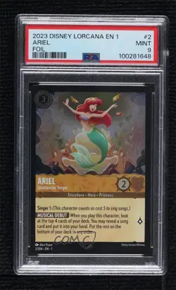 2023 Disney Lorcana First Chapter 1 Foil Super Rare Ariel #2 PSA 9 - Image 1