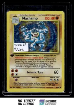 1999 Pokemon Classic - Base Set Holo Machamp #8/102 - Image 1