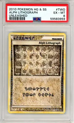 PSA EX-MT 6 Pokemon TCG Alph Lithograph TWO Unleashed Regular HGSS (2010) - Image 1