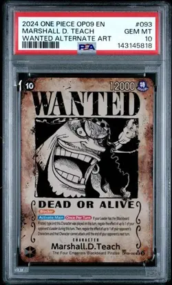 2024 One Piece OP09-093 Marshall D Teach Wanted Poster PSA 10 SP Alt Art RARE - Image 1